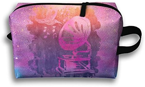 DJ Hummingbird Gramophone Oxford Travel Toiletries Bag Sturdy Organizer Cosmetic Handbag For Women Men Portable