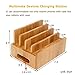Bamboo Wooden Charging Station for Multiple Device Holder, Desktop Docking Stations Organizer Stand Compatible with Phone, Tablet, Smart Watch and Other Smart Devices (NO Include USB Charger)