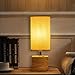 N&C Bedside Table Lamp with 2 Useful USB Charging Ports, Solid Wood Base Desk Lamp, Push Button Switch Nightstand Lamp with Brown Square Linen Fabric Shade for Bedroom/Living Room/Guest Room