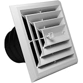 RectorSeal TRUaire Retrofit Grille/Damper MV3 81913 Plastic Ceiling Diffuser With Incorporated Ceiling box, Easy Installation, HVAC, 8x8 3 Way Register W/ 6,7,8" Neck