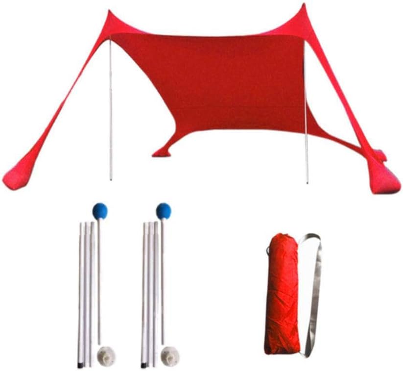 Luerme Beach Tent Family Beach Sunshade Lightweight Sun Shade Tent with Sandbag Anchors UV Large Portable Canopy with 4 Free Pegs for Parks and Outdoor