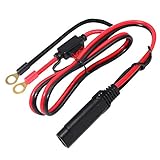 KUNCAN 2FT SAE to O Ring Terminal Harness Wire 2 Pin Lug Cable, Eyelet Terminal Harness Extension Charge Cord, Quick Disconnect SAE Connection Lead For Motorcycle, Car, Tractor 10A Fuse