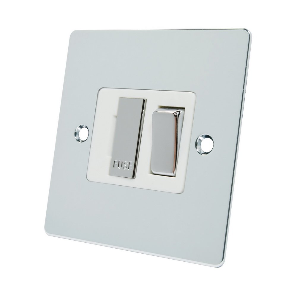 Alliance Electrical FPCSFSWC Polished Chrome Flat Spur White Insert Metal Rocker Switch-13 Amp Switched Fused Connection Unit, 240 V