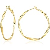 OOOPEL Gold Hoops Earrings for Women, Big 925 Sterling Silver Hoop Earrings Lightweight Hypoallergenic Sterling Silver Hoop Earrings for Women 30MM 40MM 50MM 60MM