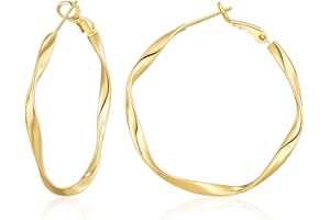 OOOPEL Gold Hoops Earrings for Women, Big 925 Sterling Silver Hoop Earrings Lightweight Hypoallergenic Sterling Silver Hoop E