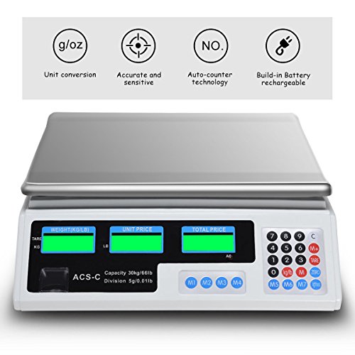 Safstar Electronic Price Computing Scale LCD Digital Commercial Food Meat Counting Weighting Scale 66 Ib Capacity