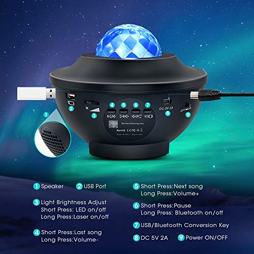 OTTOLIVES-Star-Projector-Night-Light-2-in-1-Star-Galaxy-Projector-LED-Nebula-CloudRotatable-Ocean-Wave-Projector-with-Remote-Control-Bluetooth-Music-Speaker-for-Kids-Adults-Bedroom-Decoration