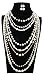 Shineland Multilayer Strand Simulated Faux Pearl Statement Long Sweater Chain Necklace And Earrings Set (Style # 1)