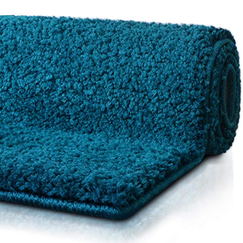 casa pura Bath Mats for Bathroom - 30" x 45" Teal Bathroom Rug | Ultra Absorbent, Self-Dry Microfiber, Non-Slip Bath Mats for Floors | Bath Rugs in 10 Fresh Colors