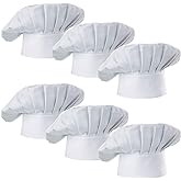Hyzrz Chef Hat Set of 6 PCS Pack Adult Adjustable Elastic Baker Kitchen Cooking Chef Cap (White)