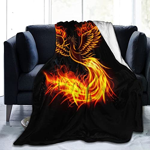 Photo 1 of Fire Burning Rising Phoenix Bird Fleece Blanket Fuzzy Soft Plush Blanket for All Season Lightweight Throws for Couch Bed Sofa Office Gift 60"X50"