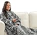 Snuggie Fleece Blanket with Sleeves - Gray Leopard