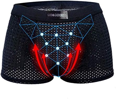 Mens-Underwear Mens Magnetic Therapy Black Ice Silk Mesh Healthcare Boxers