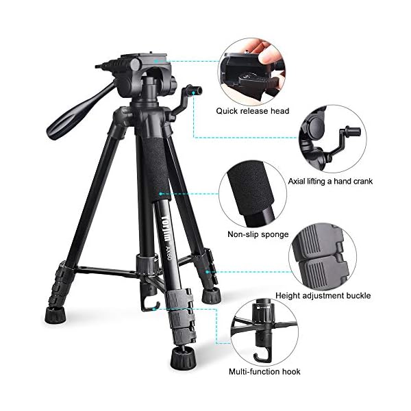 Torjim Kamerastativ mit Tragetasche, leichtes Reise-Aluminium-Stativ (5 kg Traglast) mit Bluetooth-Fernbedienung für… – Bild 5