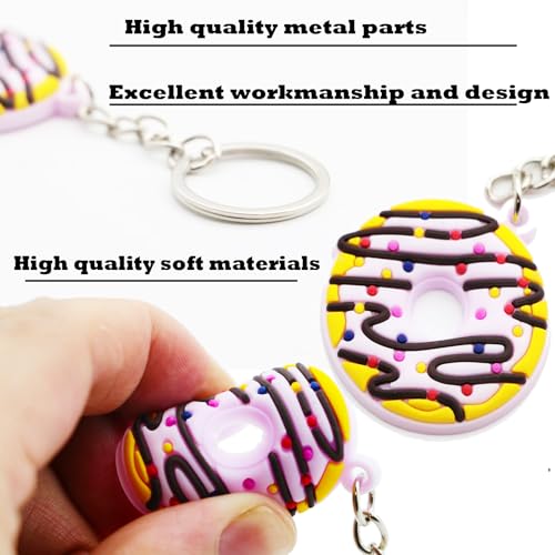 36pcs Sweet Donut Keychain Decorations Party Favors Sweet Doughnut Theme Birthday Party Supplies for Birthdays & Events Wallet Keyrings Pendant Souvenirs Reward Gifts Available in 6 Colors
