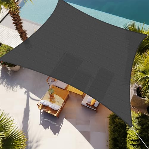 Photo 1 of Shade&Beyond Sun Shade Sail Rectangular Curved Canopy 8'X12' Sail Shade Dark Grey Sun Shades Permeable for Patios Backyard Deck (We Make Customized Size)