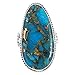 Turquoise Ring Sterling Silver 925 Genuine Gemstones Size 6 to 11 (Teal/Matrix Turquoise) (10)