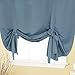 H.VERSAILTEX Thermal Insulated Blackout Tie Up Curtains Adjustable Window Shade for Living Room, Rod Pocket 2-Pack, 42 x 63 Inch Long - Solid in Stone Blue