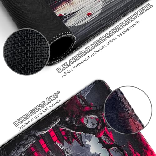 Zindoo XXL Mouse Pad Gamer Mouse Mat 900 x 400 mm Optimized for Sensor, High Accuracy and Speed with Stitched Edges and Non-Slip Rubber Base for Office, Study, Gaming