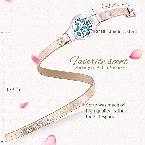 Jack & Rose for Women, Essential Oil Diffuser Bracelet, Tree of Life Jewelry Aromatherapy Bracelets Leather Band with 8… - Image 4