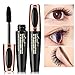 4D Silk Fiber Lash Mascara Waterproof, Luxuriously Longer, Thicker, Voluminous Eyelashes, Long-Lasting, Dramatic Extension, Smudge-proof, Hypoallergenic Formula by Glossiva (Black)