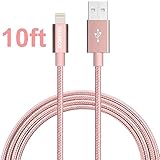Lightning Cable, JOOMFEEN Nylon Braided Extra Long 10ft USB Syncing and Charging Cable Cord Charger for Apple iPhone se/7/7 plus/6 plus/6s plus/6/6s/5/5S/5C, iPad 4, iPad Air 1/2, iPad Mini, iPod