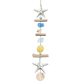 JHGORGEOUS Coastal Wall Decor Beach Wall Art Handcrafted with Driftwood,Starfish,Conch,Seaglass, Seashells and mermaid shelld