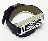BSI Double Wrapped Black Leather Replacement Bracelet with New Unique Design Silver Metal Housing for Fitbit Flex Smart Band