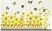 Kappier Yellow Gerbera Daisy Flowers / Sunflowers with Butterflies Over Fences Wall Decals