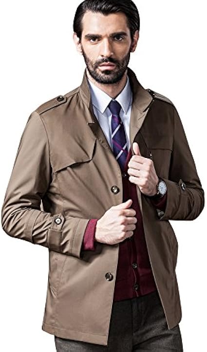 トレンチコート ショート丈 メンズ ビジネスコート アウター ジャケット コート スプリングコート ダスターコート カーキ 190 104 Xxxl コート ジャケット 通販 Amazon