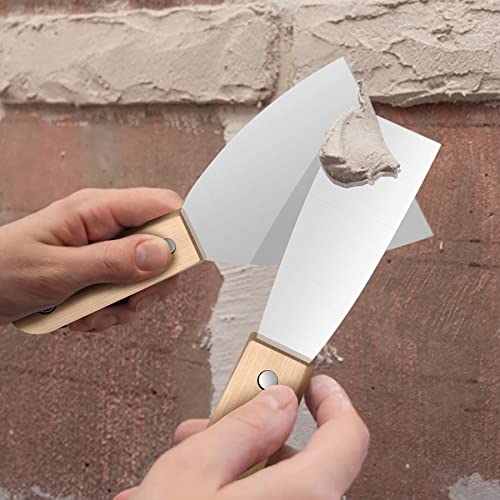 Putty Knife Set, 4 Pack Stainless Steel Paint Scraper with Wooden