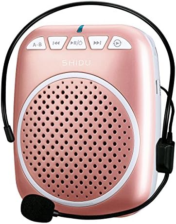 Portable Voice Amplifier, SHIDU S308 Ultra-Clear Rechargeable Amplifiers, Powerful Compact and Comfortable Wired Headset Microphone for Teachers, Kindergarener, Tour Guides, Coaches and More