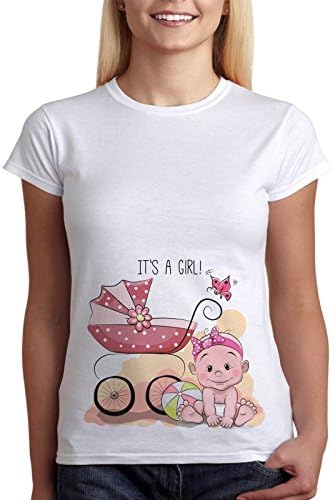 Womens Funny Pregnancy Maternity T-shirt Its A Girl Baby Perfect Tee Cotton M