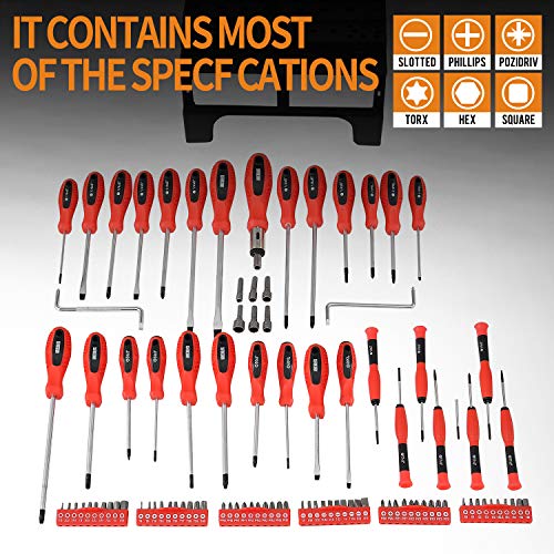 100Piece Screwdriver Set with Plastic Racking,VDE Insulated Screwdriver, Tips