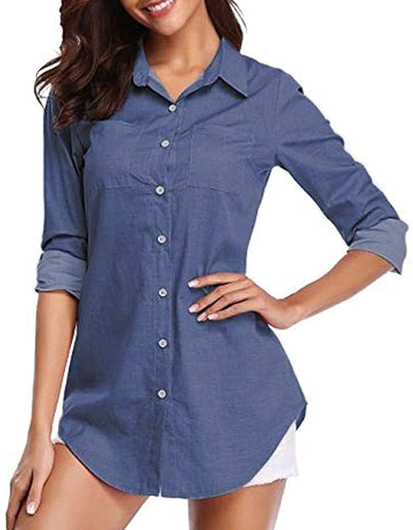 ladies short sleeve denim dress