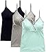 Nursing Tops Tank Shirts Cami for Maternity and Breastfeeding (Large, Black+Grey+Light Green Dot (3Pcs))
