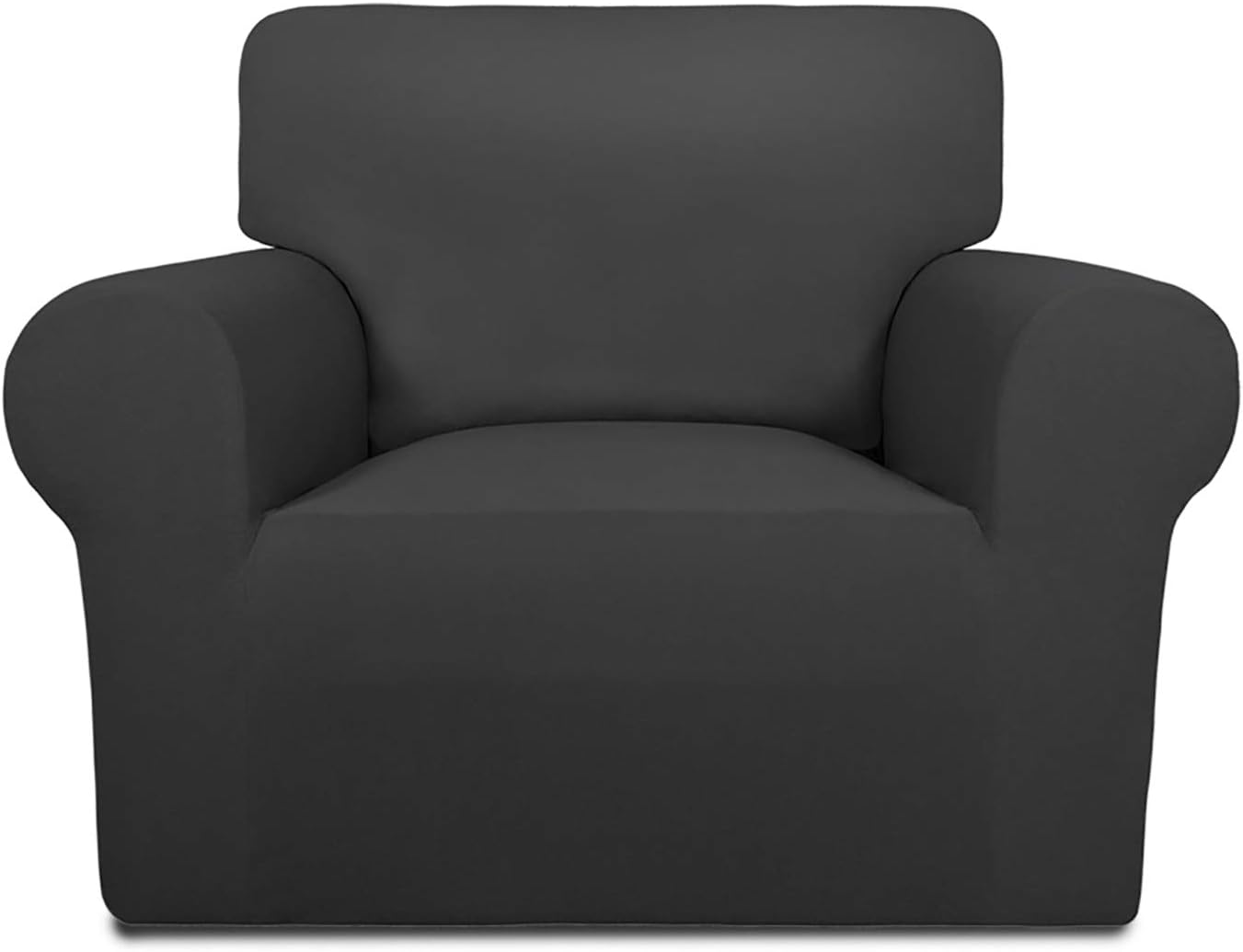 PureFit Super Stretch Chair Sofa Slipcover – Spandex Non Slip Soft Couch Sofa Cover, Washable Furniture Protector with Non Skid Foam and Elastic Bottom for Kids, Pets （Chair， Dark Gray）: Kitchen & Dining
