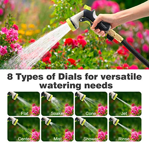 Finether Expandable Garden Hose, Retractible Watering Hose, Hose Pipe with Double Latex Core, High Density Woven Fabric, 3/4 in Brass Fittings, 8 Way Spray Nozzle, Hanger, Storage Bag, Black 50ft - Thumbnail 3