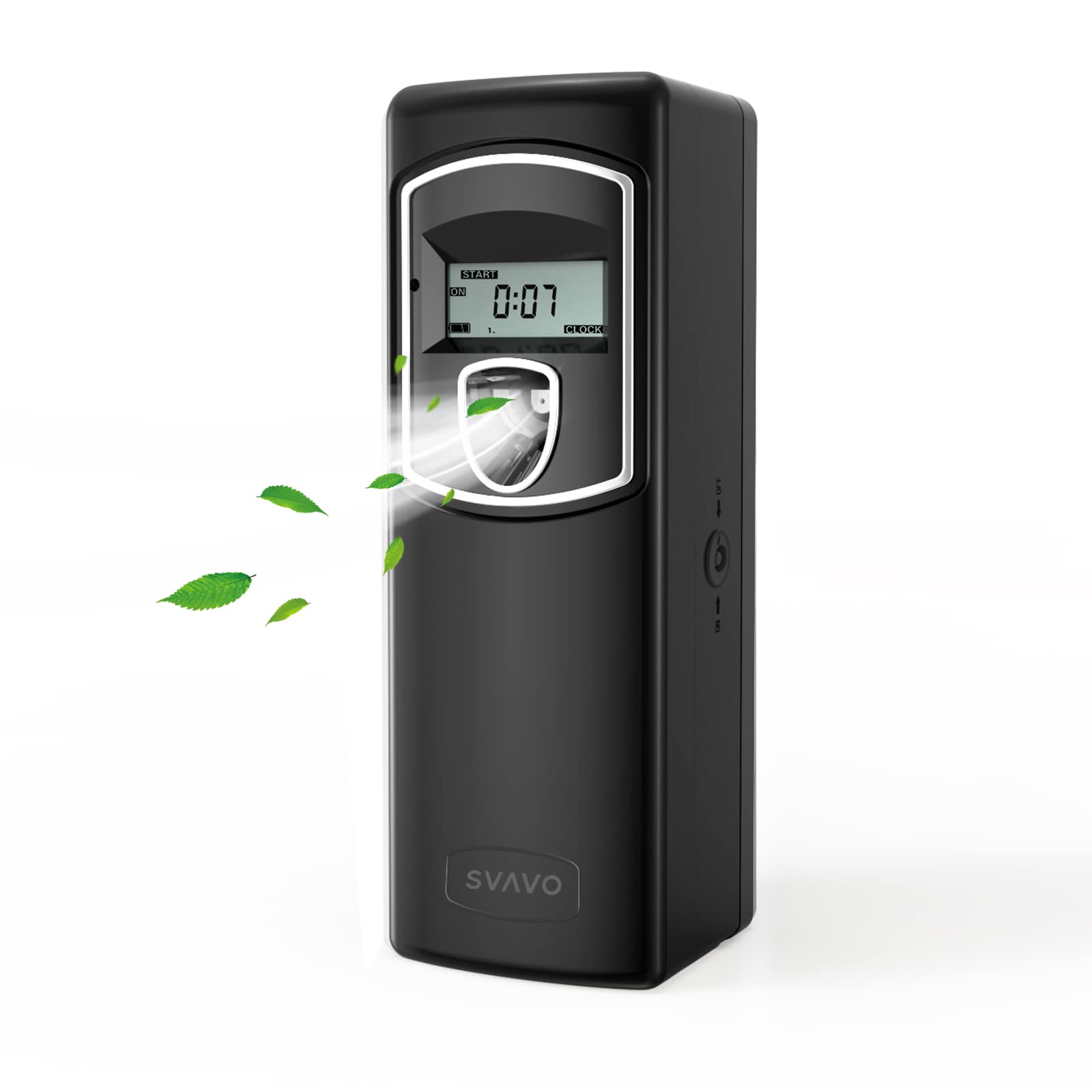 Photo 1 of SVAVO Automatic LCD Fragrance Dispenser - Wall Mount/Free Standing ABS Auto Air Freshener Dispenser Programmable Aerosol Spray Perfume Dispenser (Black, LCD)
