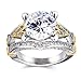 LAVUMO Round Cubic Zirconia Women Engagement Anniversary Promise Rings with Two Tone Gold plated