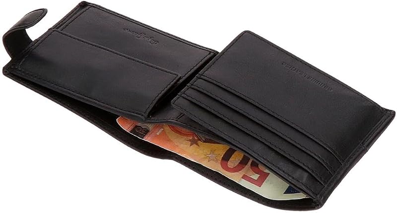 Itaca Portafoglio orizzontale con chiusura a scatto nero 11 x 8,5 x 1 cm Pelle by Joumma Bags