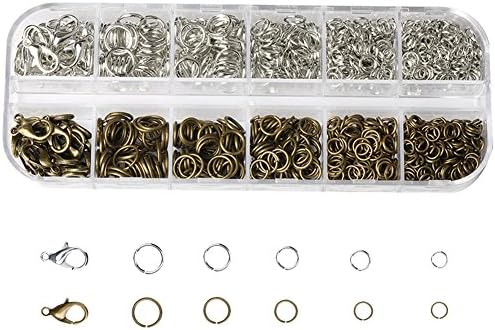 Dcatcher Jewelry Making Findings Kit Lobster Claw Clasps and Open Jump Rings with Case for Jewelry Making, Silver and Bronze