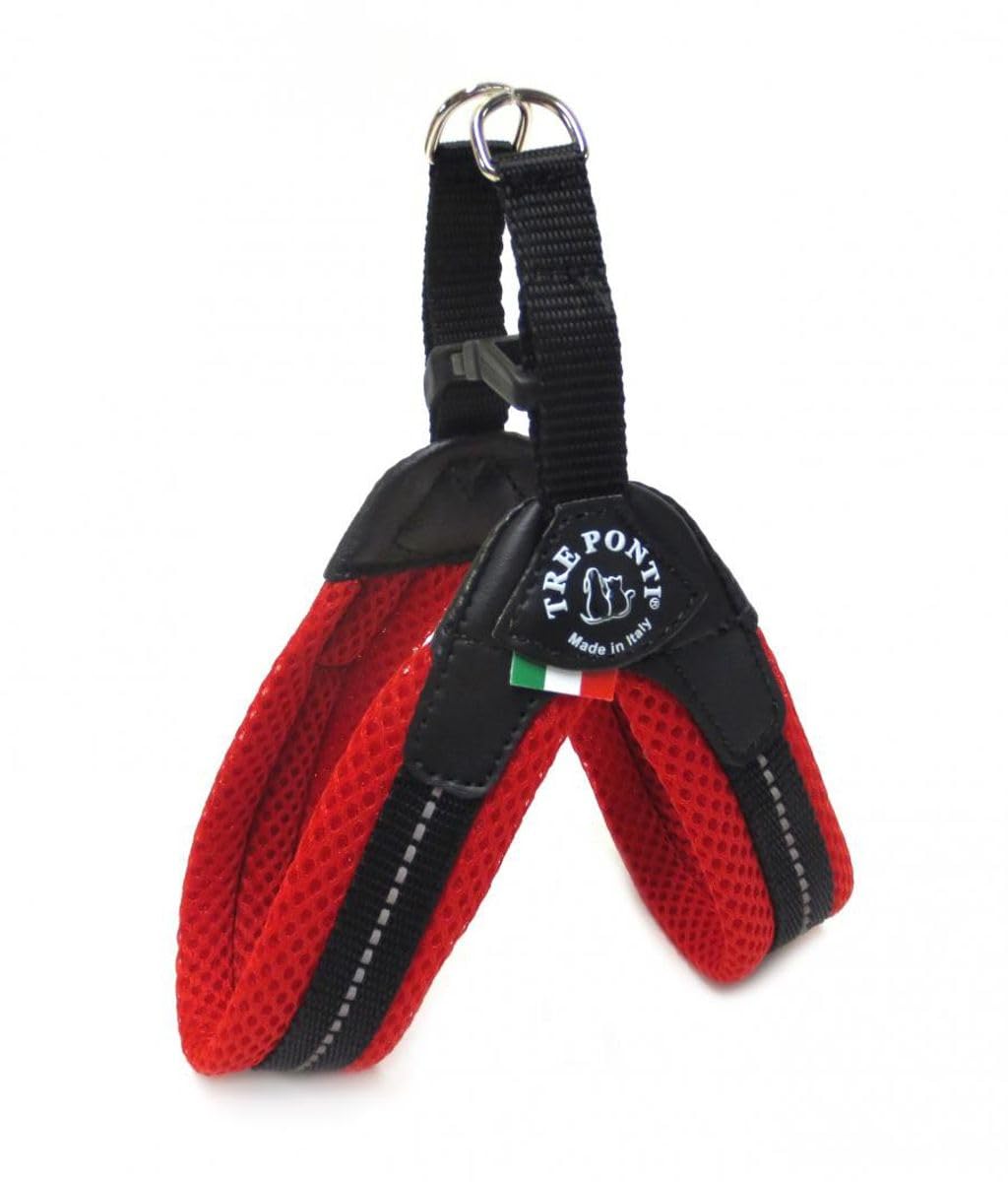 Tre Ponti Fibbia Small Dog Mesh Harness, 4 cm, Red
