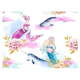 Beautiful Mermaid & Unicorn Fish Pattern Area Rug for Living Room Bedroom Playing Room 5'x6' 51YWRiiwuAL