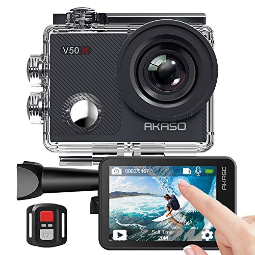 AKASO-Cmara-Deportiva-WiFi-Nativa-4K-30fps-Cmara-de-accin-con-Pantalla-Tctil-EIS-ngulo-de-Visin-Ajustable-Cmara-acuatica-Sumergible-40M-Control-Remoto-2-Bateras-Multi-Accesorios-V50X