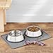 Amazon Basics Waterproof Anti-Slip Silicone Pet Food and Water Bowl Mat, 24 x 16 inches, Grey, Solid