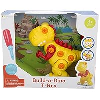 KidSource Build-A-Dino - Build and Take Apart Dinosaur Toy - Construction Play Set with Screwdriver Tool - Promotes Early STEM Learning for Ages 3 and Up (T-Rex)