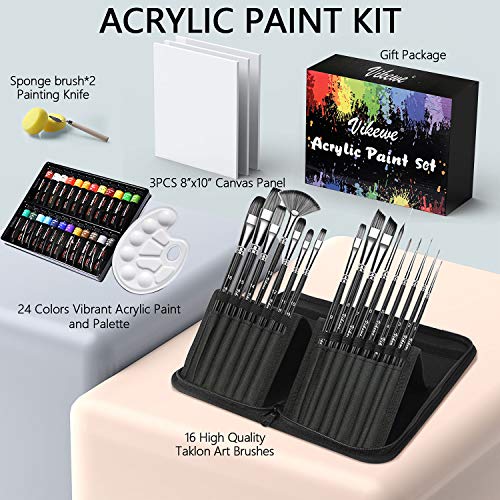 VIKEWE Acrylic Paint Set, 48 Piece Professional Painting Set, Includes