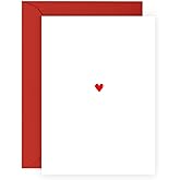 Minimalist Love Greeting Card - 'Simple Heart - Lovely Gifts for Him, Her, Husband, Wife, Girlfriend, Boyfriend, Spouse, Partner, Couples, Women, Men - Valentines Day - Comes with Fun Stickers