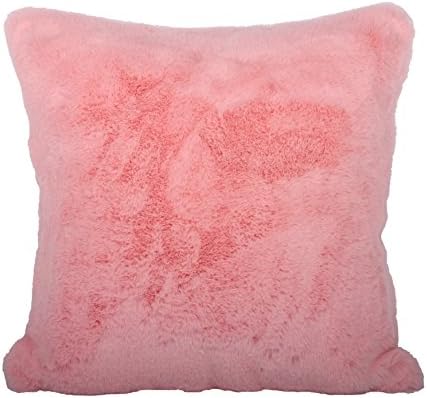 Faux Fur Pillow cover Fuzzy Cozy Elegant Chic Decorative Throw Pillow Cover Throw Pillowcase 18x18 Inches Pink